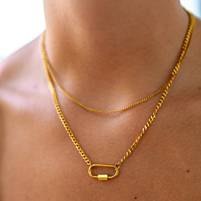 double strand gold necklace with chain 