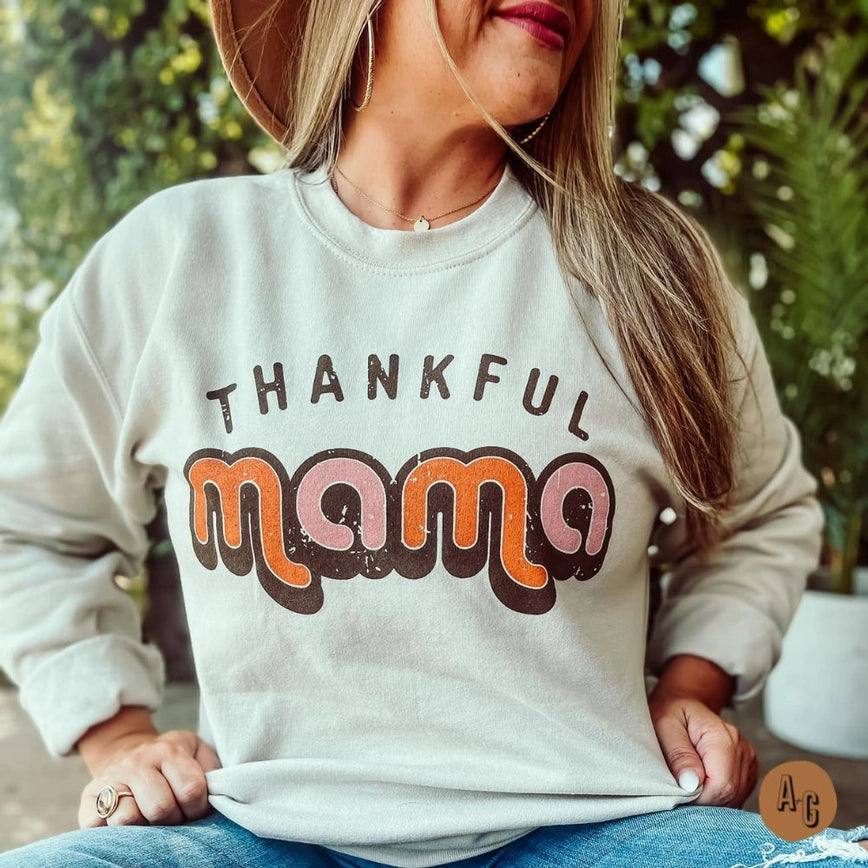 Thankful Mama Graphic Sweatshirt - Sandstone