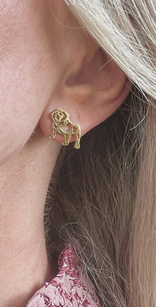 gold bulldog stud earring