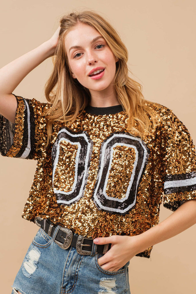 missouri tigers black and gold sequin crop top