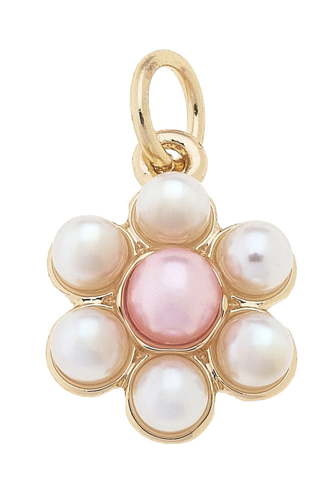 Gold pendant with pearls on a white background