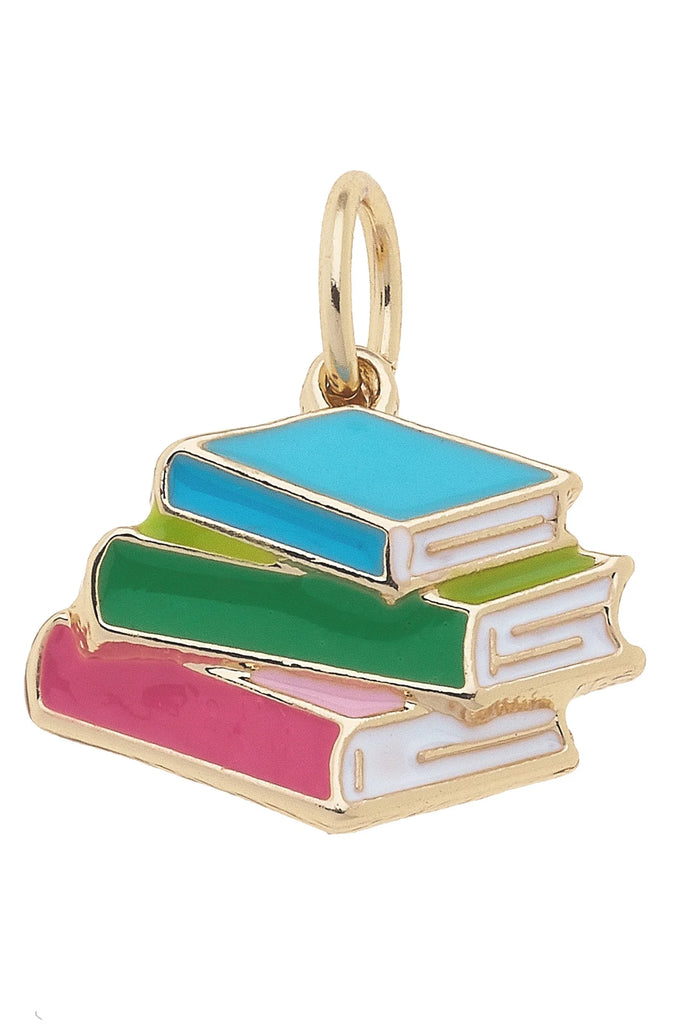 Colorful book-shaped pendant on a white background