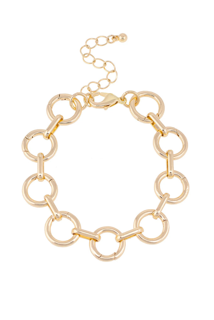 Gold chain bracelet on a white background