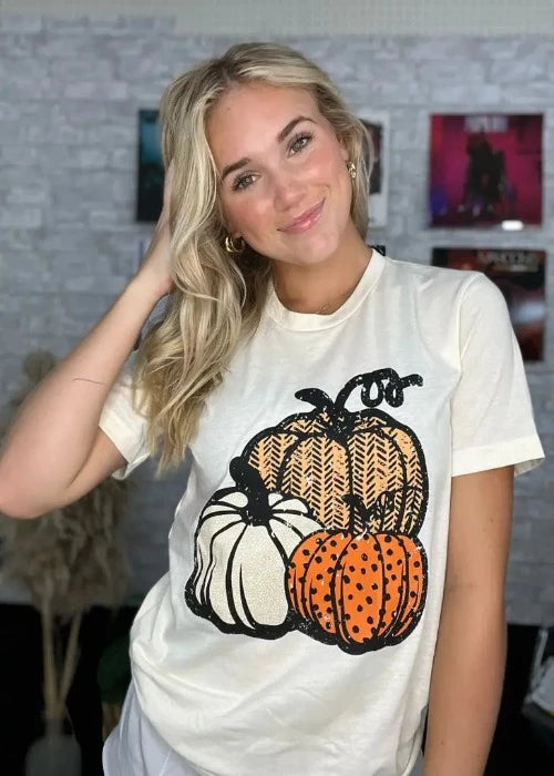 natural tshirt with 2 pumpkins boutique