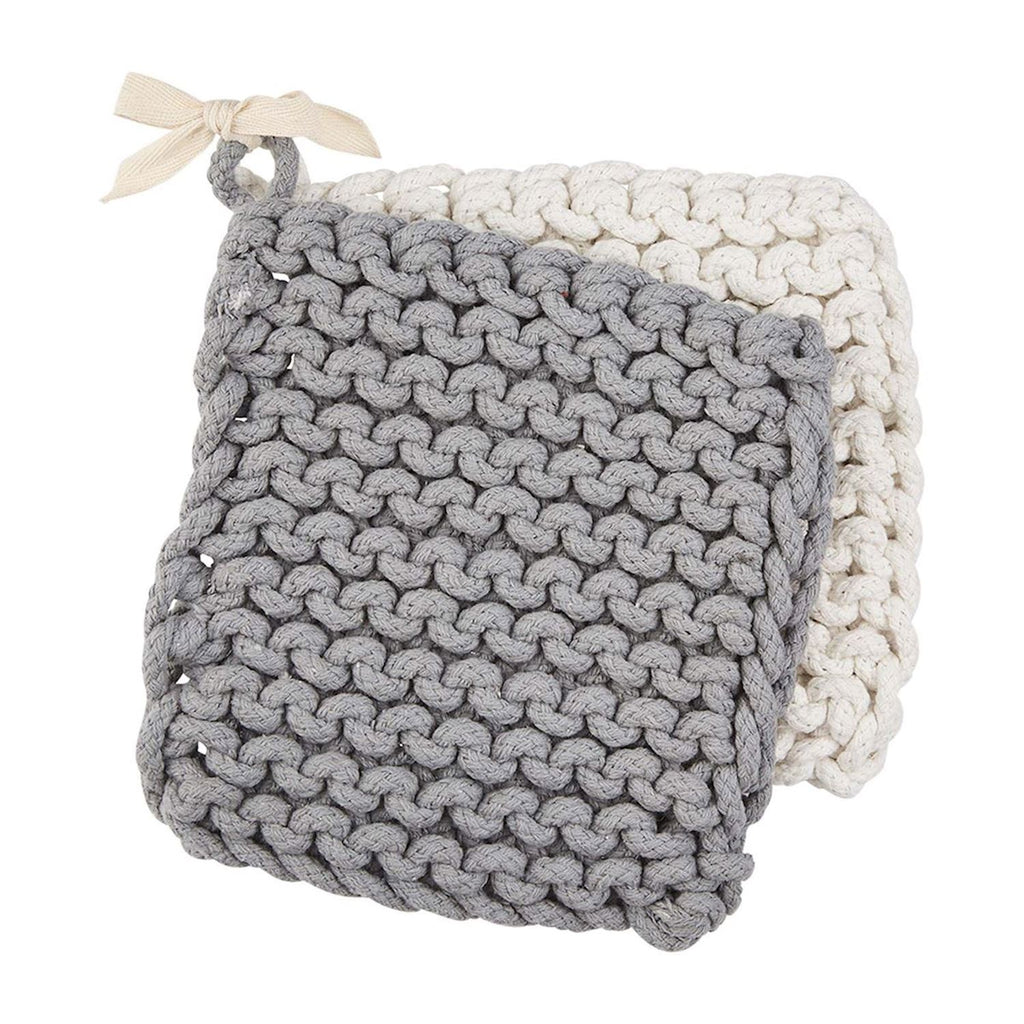 Crocket Pot Holder Set for Kitchen White and Grey