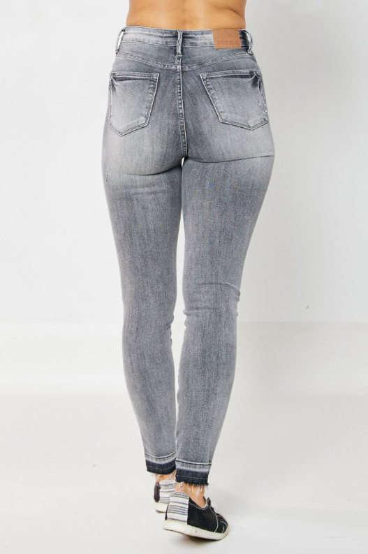 back of judy blue grey skinny jeans for women