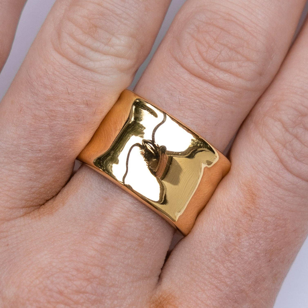  gold-plated stainless steel ring with a geometric design