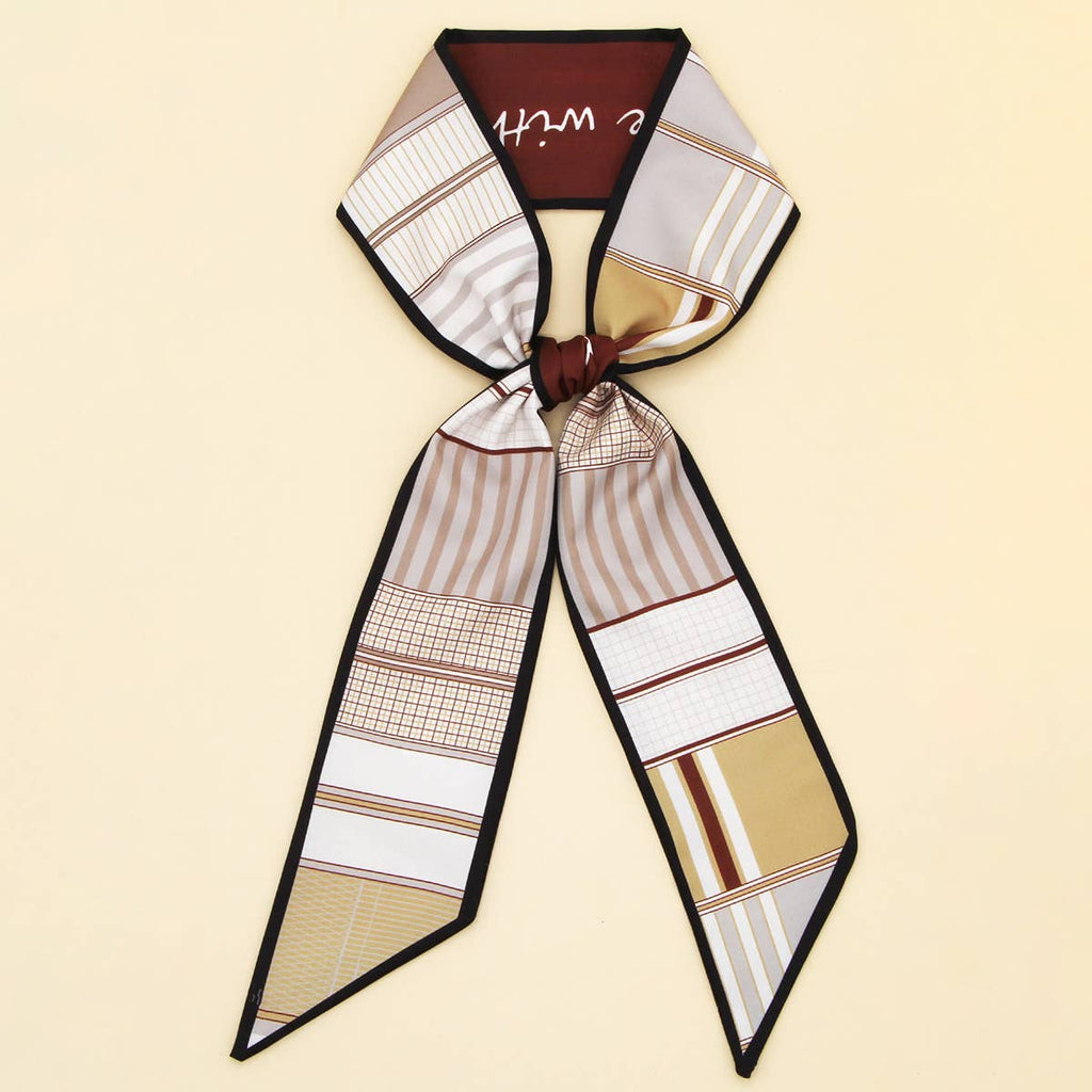 Patterned scarf with a knot on a beige background