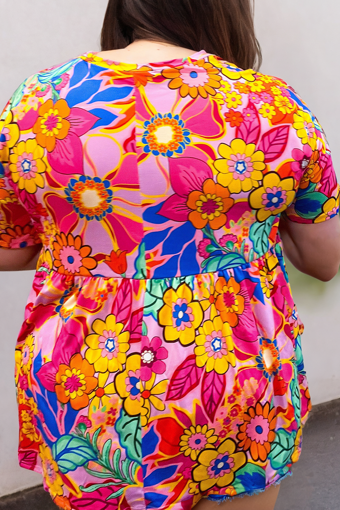 plus size baby doll floral shirt