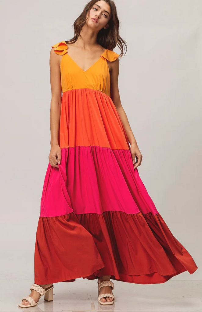 color block maxi dress Bria Color Block Maxi Dress – Sunset – Moonshine and Lace Boutique