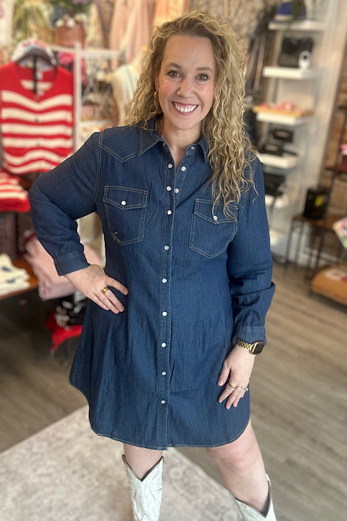 Tilda – Denim Button Down Shirt Dress