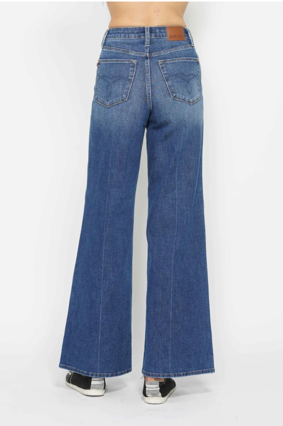 back Judy blue retro wide leg jeans for women 88847