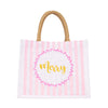 Merry Stripe Gift Tote bag with red and white candy-cane stripes and bold “Merry” text, reusable festive holiday gift bag.