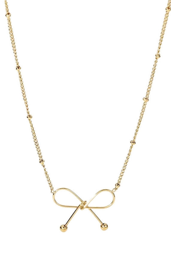 Natural Elements Dainty Bow Knot Necklace - Gold