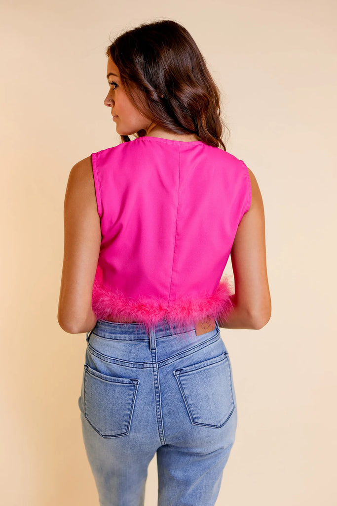 back of sequin feather top