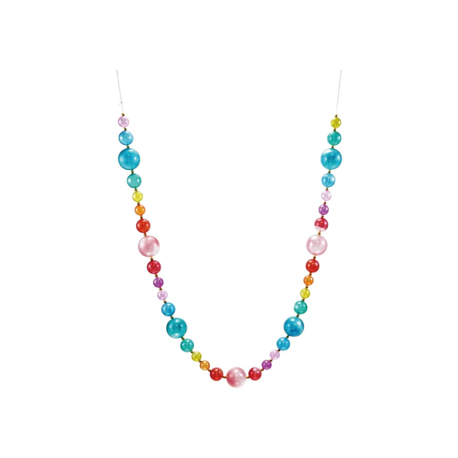72-inch multi-color plastic ball garland with shiny beads in assorted rainbow colors, displayed in a loop.
