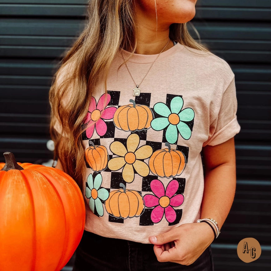 fall graphic tee checkered