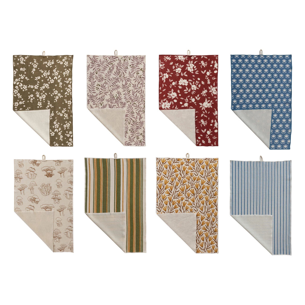 set of 8 pattern cotton printed terry cloth tea towel 