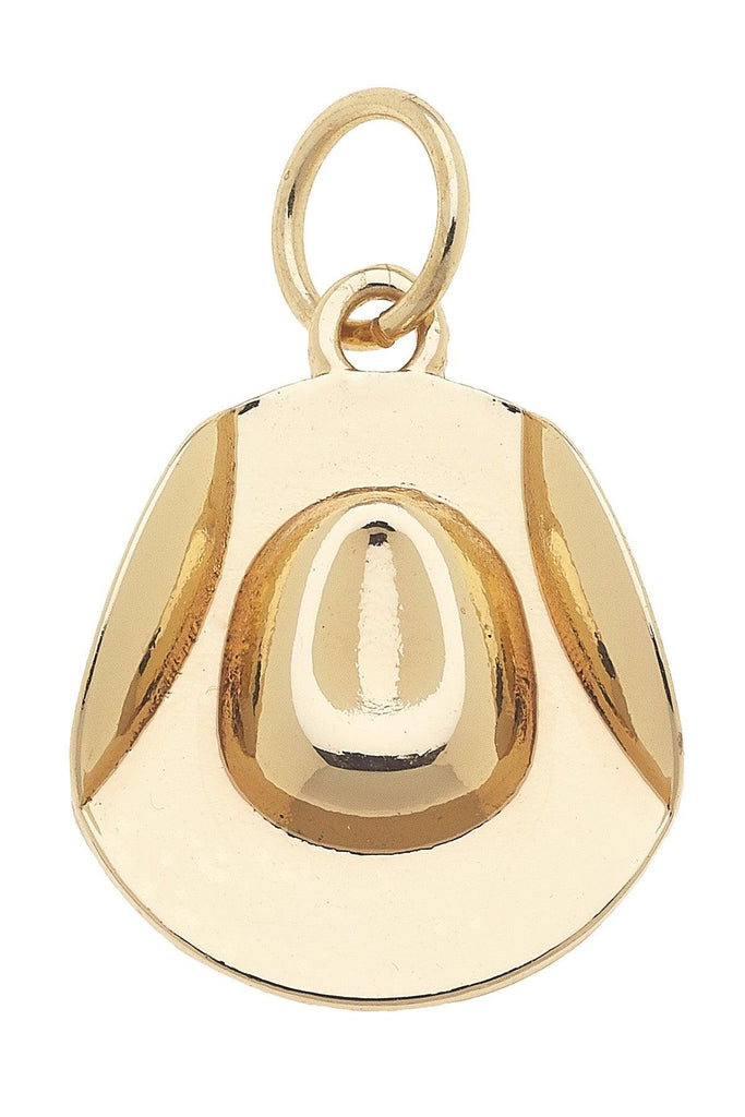 Gold pendant cowboy hat on a white background