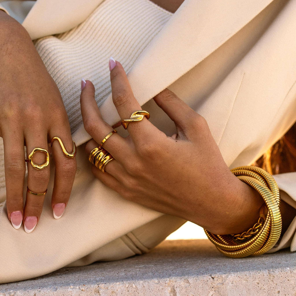 several rings on closeup of hands