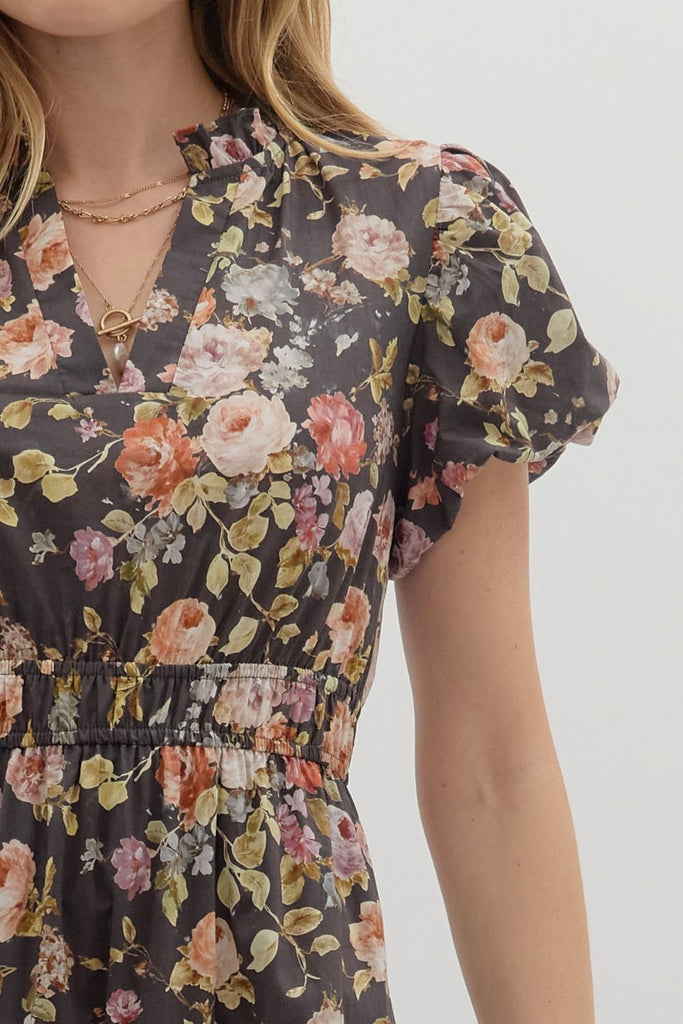 Floral dress with a white background