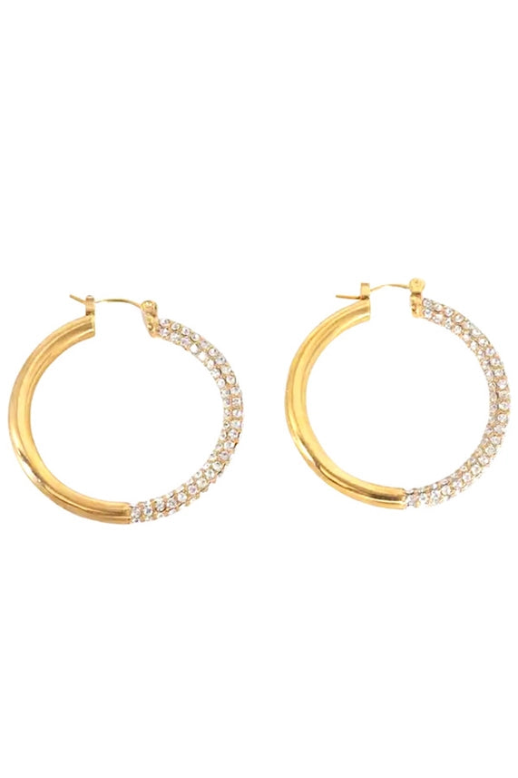 gold rhinestone hoop earrings for women