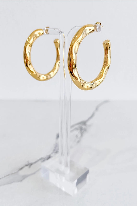 hammered gold hoop earrings for women