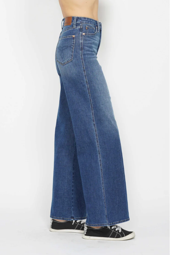 Judy blue retro wide leg jeans for women 88847 side view