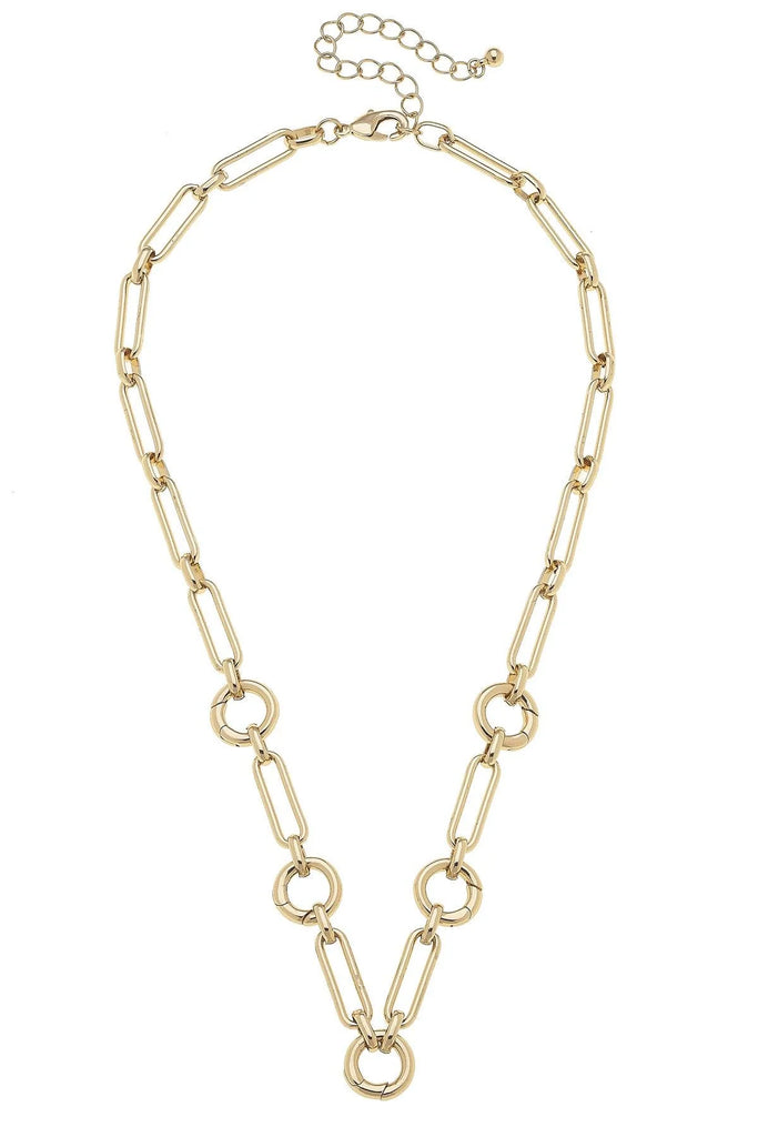 Gold chain necklace on a white background