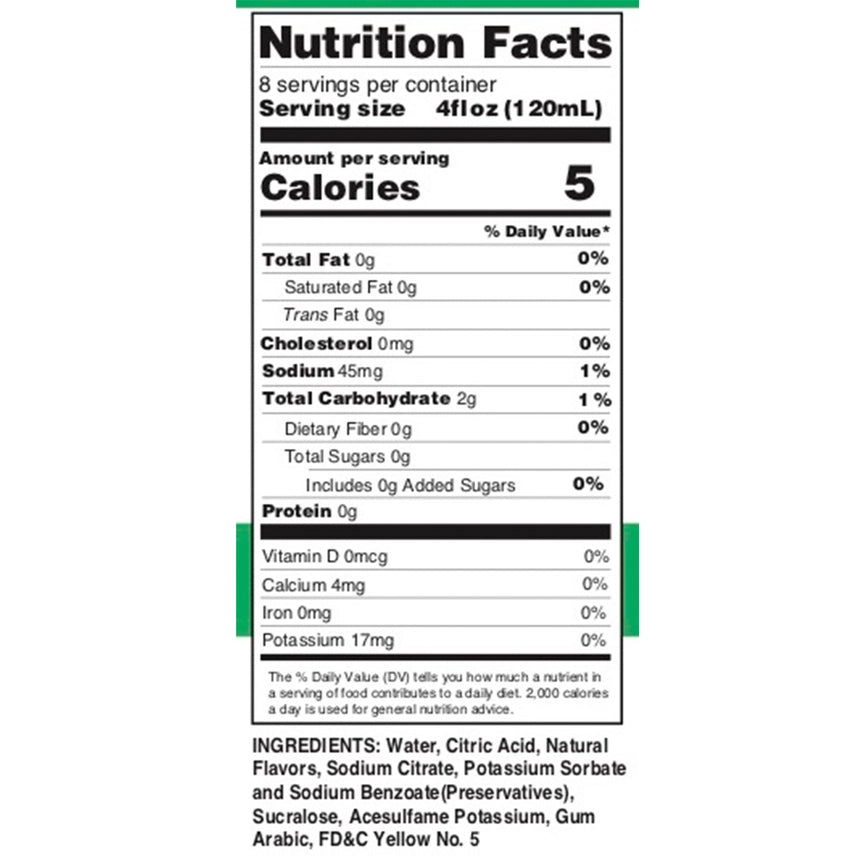 margarita skinny mix nutrition label