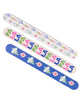 Set of three Whimsical Wonders Nail Files with festive holiday patterns in red, pink, and green tones, perfect stocking stuffer gift.