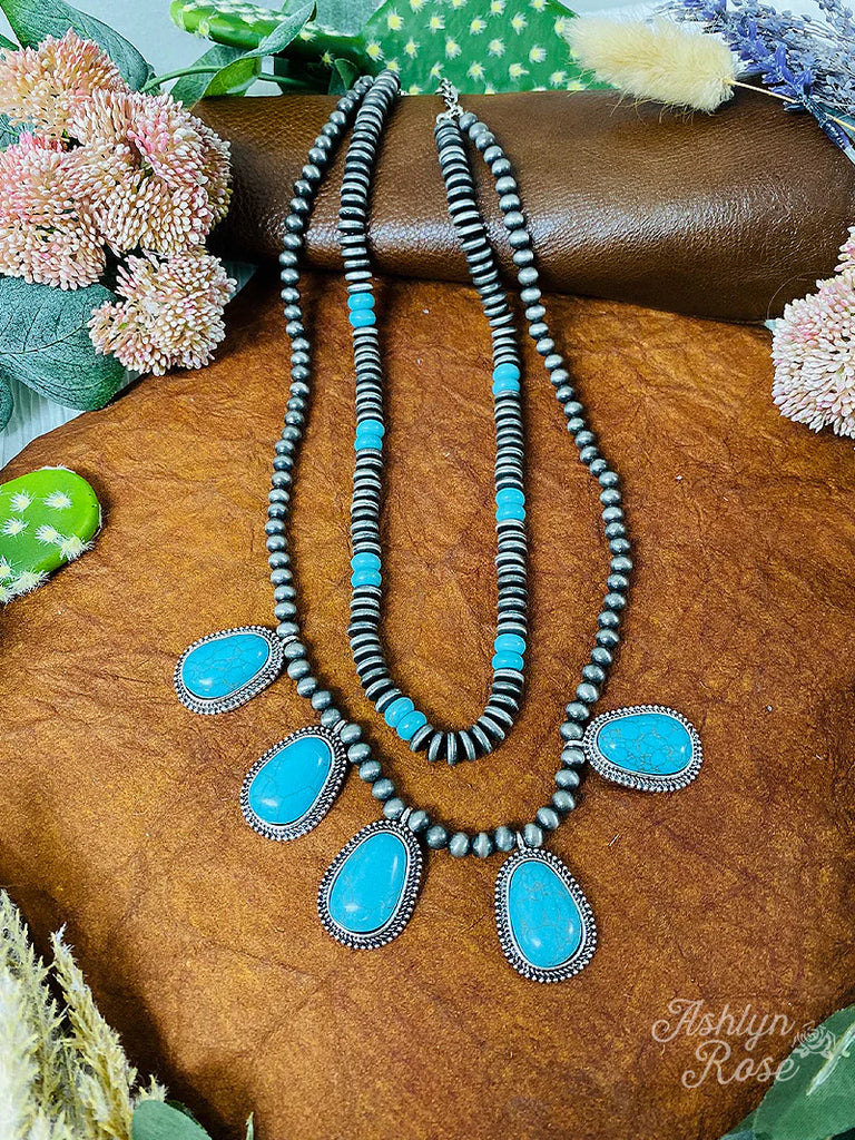 silver and turquoise stone necklace for western from boutiq2ue