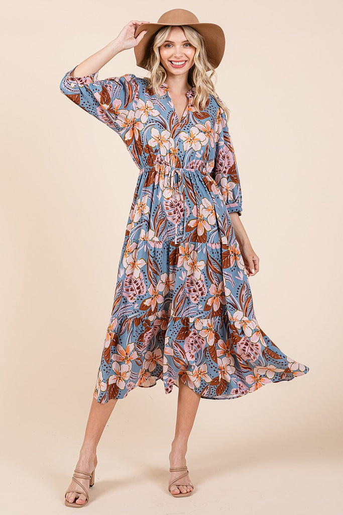 fall floral midi dress for women