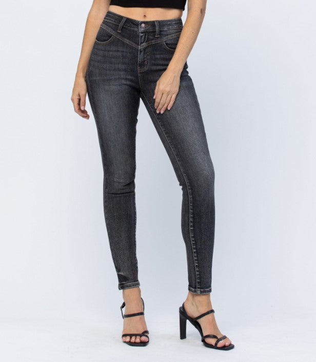Judy Blue vintage yoke black skinny jeans 88287