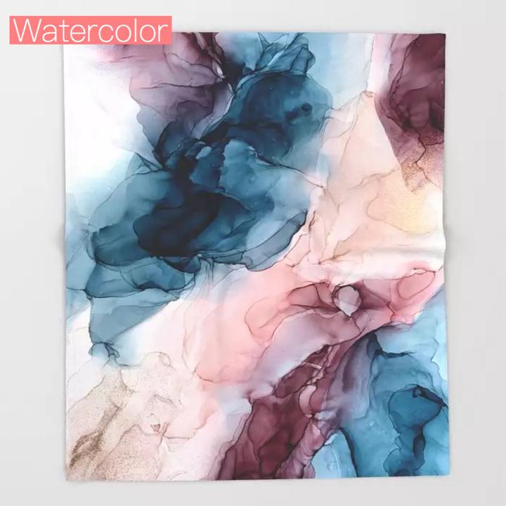 Watercolor plush blanket