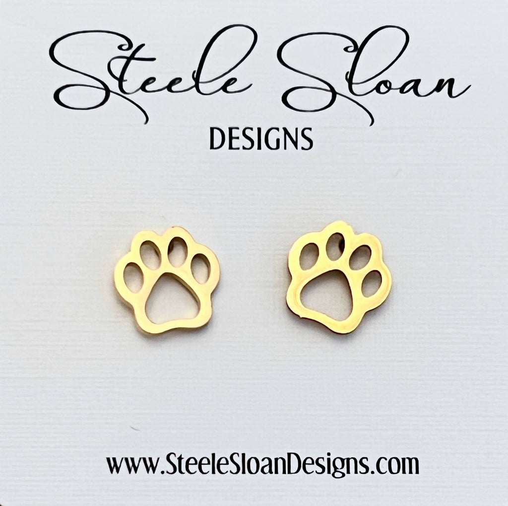 adorable paw gold stud earrings