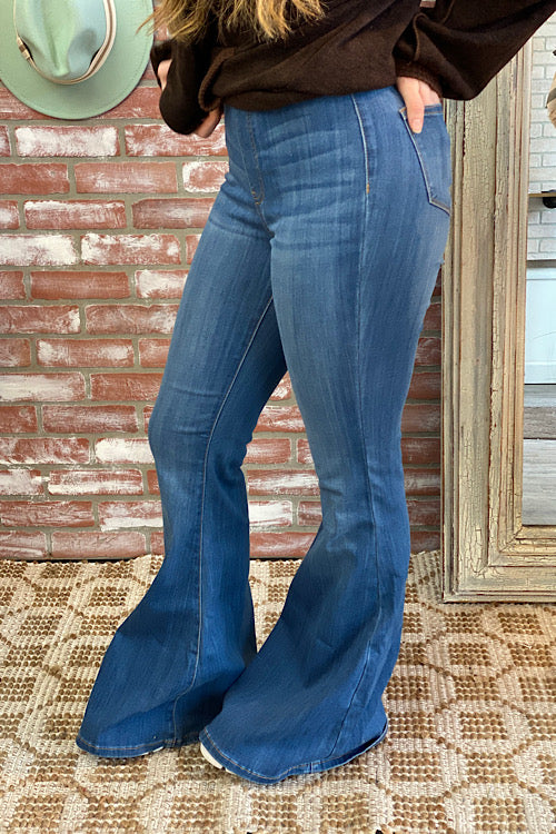 Devin - Judy Blue Hi-Waist Super Flare Pull On Jeans – Moonshine and Lace  Boutique