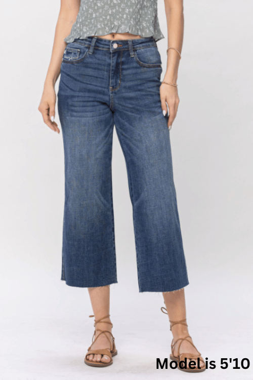 judy blue wide leg crop boutique jeans from missouri boutique